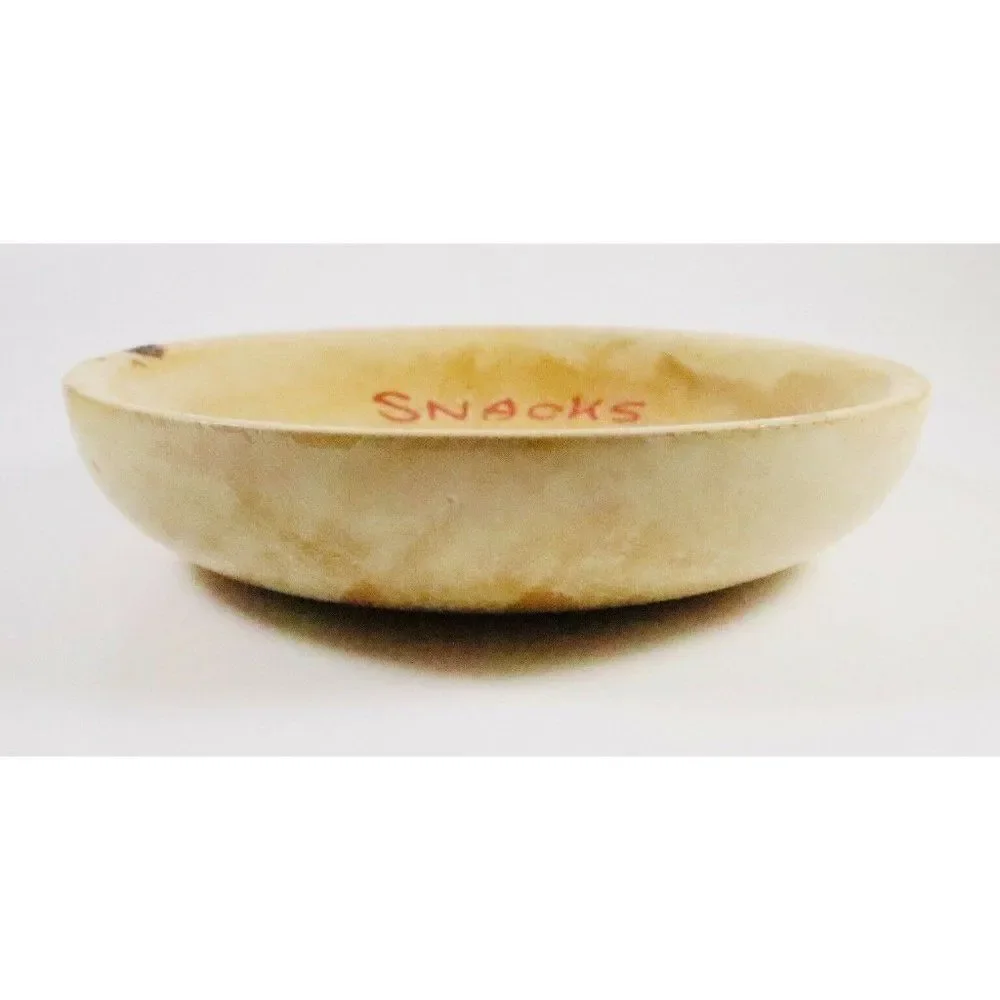 VTG Nevco Wood Rooster Snack Bowl Hand Painted No Handle Primitive Country Japan